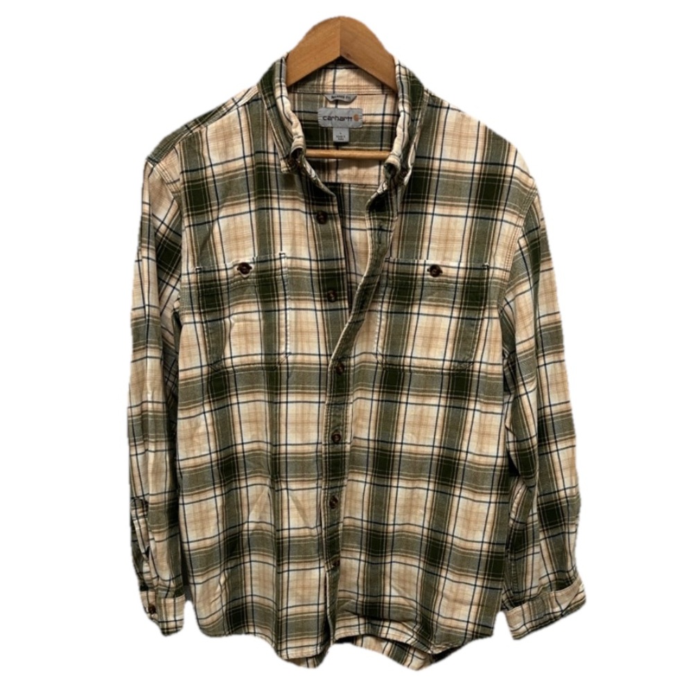 Carhartt‎ Mens Relaxed Fit Plaid Flannel Button Down Shirt OUTDOOR Size Large